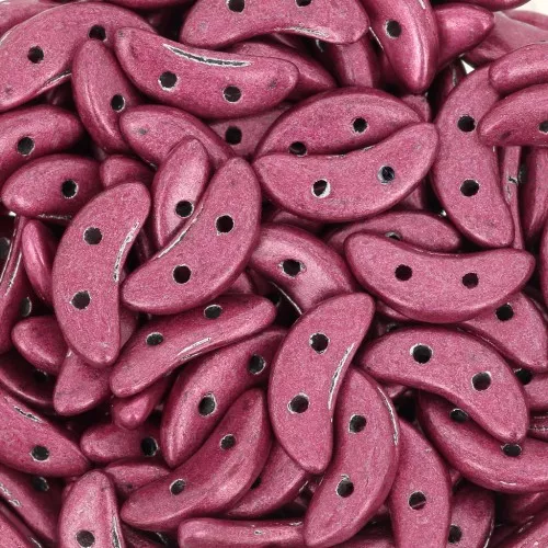 3x10mm 2-hole Czechmates Crescent - Saturated Rose Metallic x5g