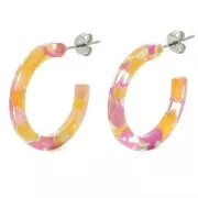 25mm Cellulose acetate hoop earrings - Tortoiseshell Candy Pink - Honey x2