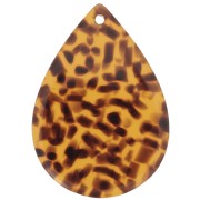 31x22 mm acetate teardrop pendant - Brown Terrazzo - Black x1