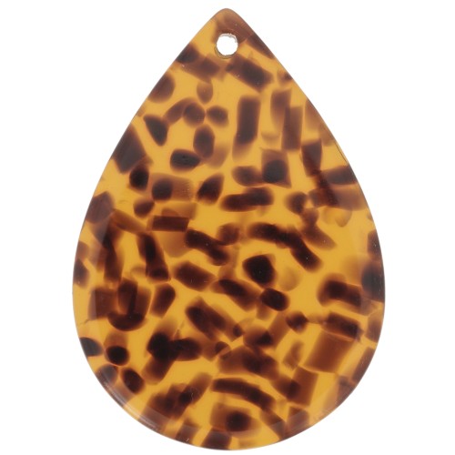 31x22mm Acetate drop pendant - Terrazzo Brown - Black x1
