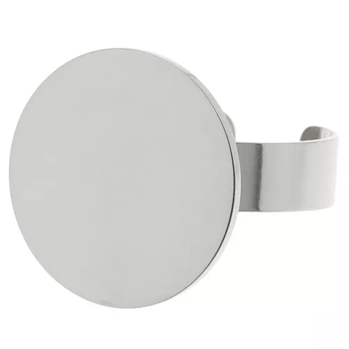 316L stainless steel Adjustable tray ring for 18mm flat back cabochon x1