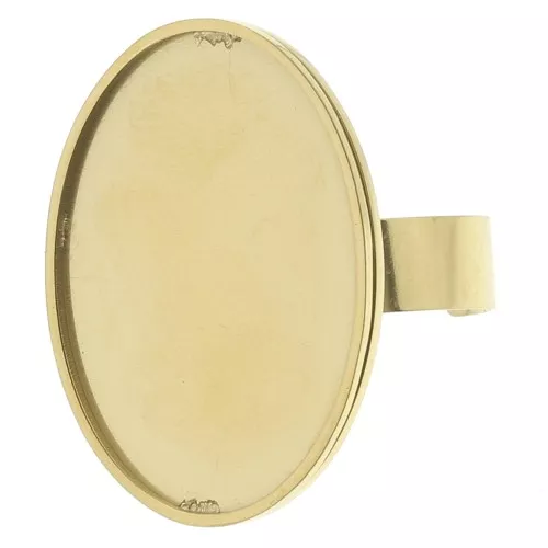 Adjustable ring for cabochon with flat base 25x18 mm - 304L gold-plated stainless steel x1