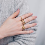 Adjustable flower ring - 304 Gold stainless steel x1