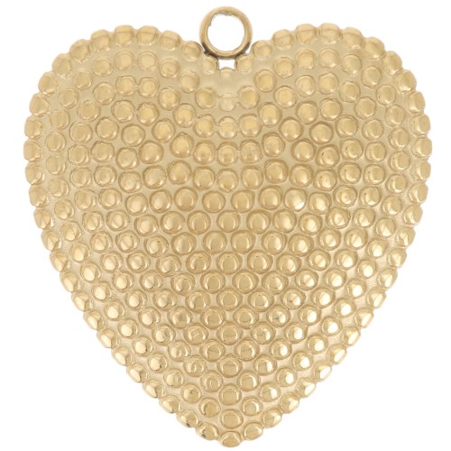 19x18mm 304L stainless steel Pendants with worked hearts - Gold x2