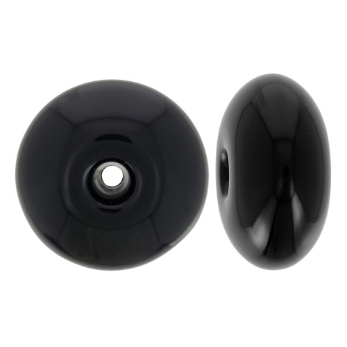 Rondelle beads 12x7 mm in opaque resin - Black x6