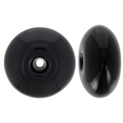 18x9mm Round bead in opaque resin - Black x1|raw }}