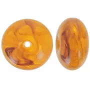 Bead rondelle 18x9 mm in translucent resin - Saffron marbled x1