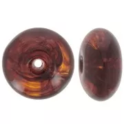 18x9 mm translucent resin bead rondelle - Marbled amber x1