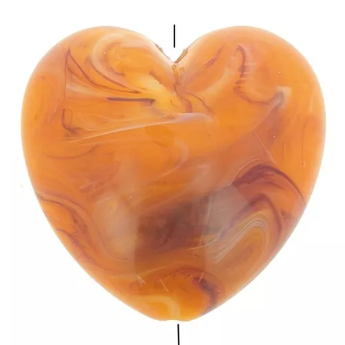 35x36mm opaque resin heart bead - Apricot marbled x1