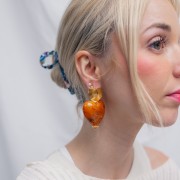 35x36mm opaque resin heart bead - Ecru x1