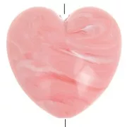 35x36mm opaque resin heart bead - Marbled coral x1