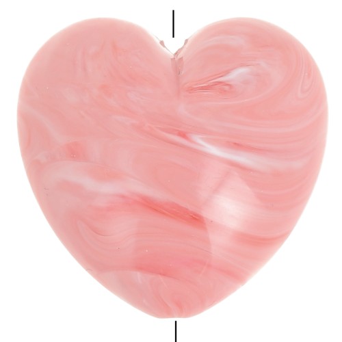 35x36mm opaque resin heart bead - Marbled coral x1
