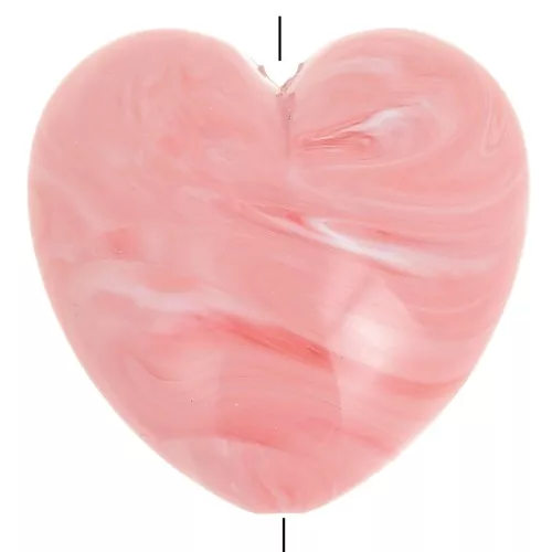 35x36mm opaque resin heart bead - Marbled coral x1