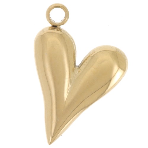 18x12mm 304L stainless steel Curved heart pendant - Gold x1
