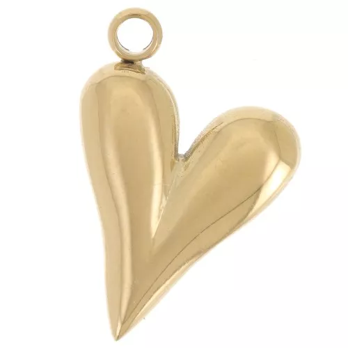 18x12mm 304L stainless steel Curved heart pendant - Gold x1