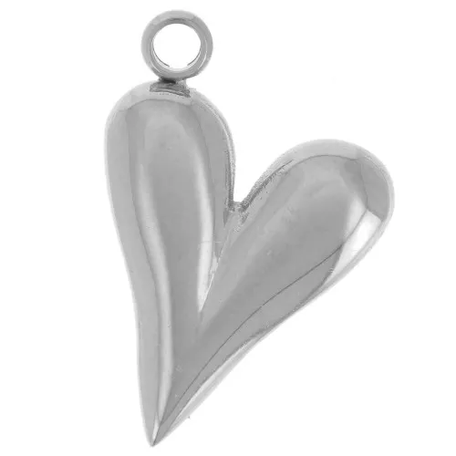 18x12mm 304L stainless steel Curved heart pendant x1
