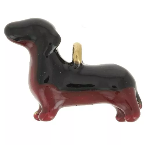 Dachshund charm 10x14mm Epoxy resin Stainless steel 316L Gold - Black - Brown x1