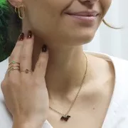 Dachshund charm 10x14mm Epoxy resin Stainless steel 316L Gold - Black - Brown x1