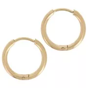 13mm 304L stainless steel round hoop earrings - 1.5 mm wire - Gold x2