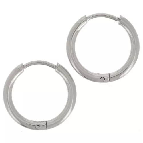 13mm 304L stainless steel round hoop earrings - 1.5 mm wire x2