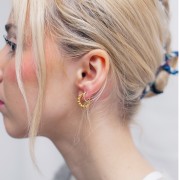 16mm 316L stainless steel Round hoop earrings with beaded wire - Gold x2