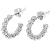 16mm 316L stainless steel Round hoop earrings with beaded wire x2