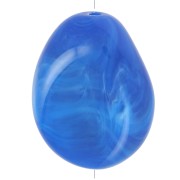Flat irregular bead 25x20 mm in opaque resin - Royal blue marbled x1