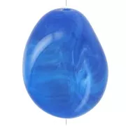 Flat irregular bead 25x20 mm in opaque resin - Royal blue marbled x1
