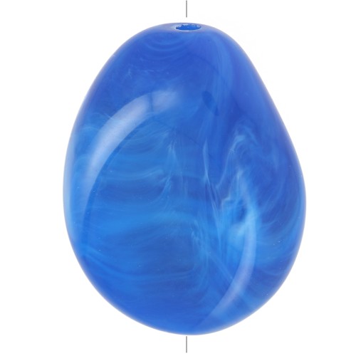 Flat irregular bead 25x20 mm in opaque resin - Royal blue marbled x1