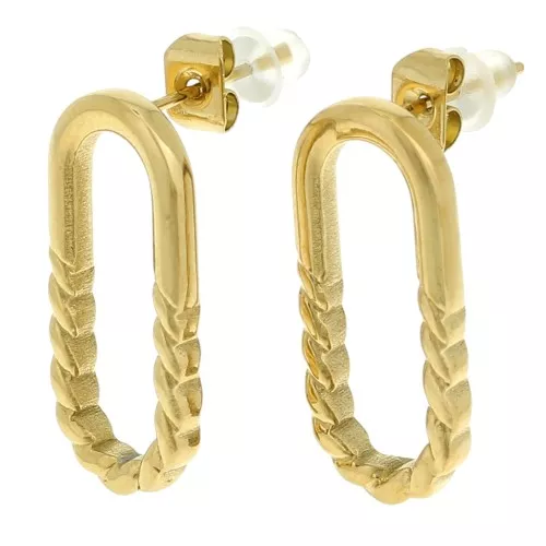 22x10mm Stainless steel 304L oval smooth and twisted wire earStuds - Gold x2