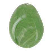 Flat irregular bead 25x20 mm in opaque resin - Khaki marbled x1