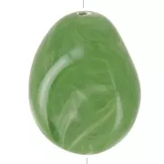 Flat irregular bead 25x20 mm in opaque resin - Khaki marbled x1