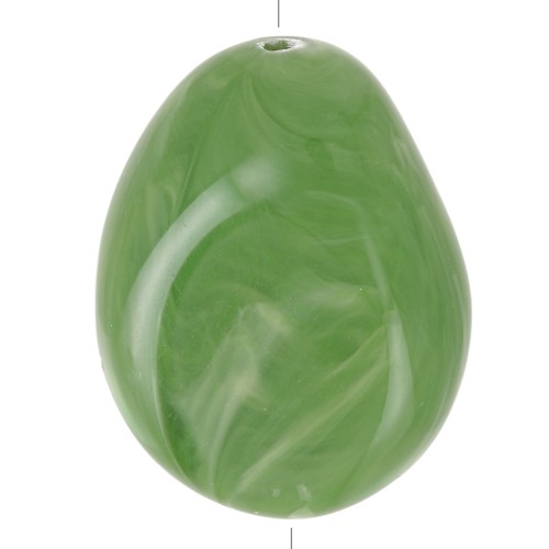 Flat irregular bead 25x20 mm in opaque resin - Khaki marbled x1