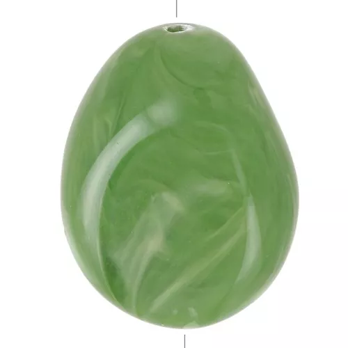 Flat irregular bead 25x20 mm in opaque resin - Khaki marbled x1