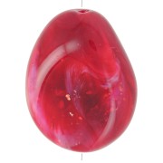 Flat irregular bead 25x20 mm in opaque resin - Dark red marbled glitter x1