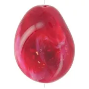 Flat irregular bead 25x20 mm in opaque resin - Dark red marbled glitter x1