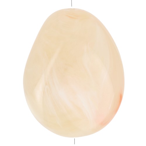 Flat irregular bead 25x20 mm in translucent resin - Beige - Rosé marbled x1