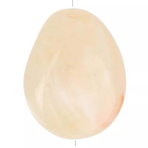 Flat irregular bead 25x20 mm in translucent resin - Beige - Rosé marbled x1