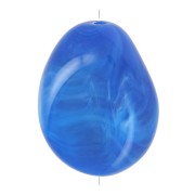 22x17mm Flat irregular bead in translucent resin - Royal blue marbled x1