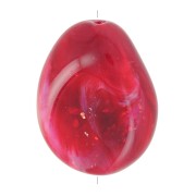 Flat irregular bead in opaque resin 22x17 mm - Dark red marbled glitter x1