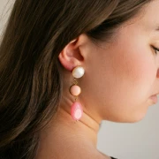 Flat irregular bead 22x17 mm in translucent resin - Apricot marbled x1