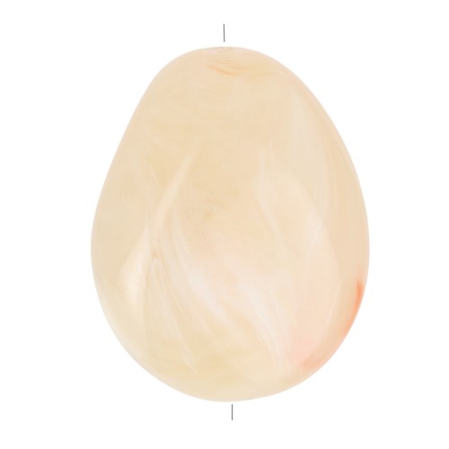 Flat irregular bead 22x17 mm in translucent resin - Beige - Rosé marbled x1