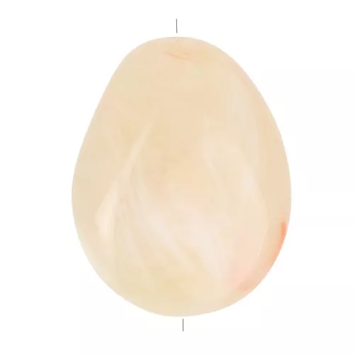 Flat irregular bead 22x17 mm in translucent resin - Beige - Rosé marbled x1