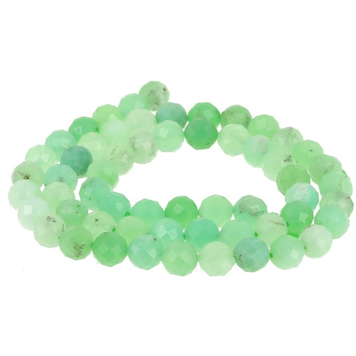 Round faceted beads 6 mm gemstone - Chrysoprase x38cm