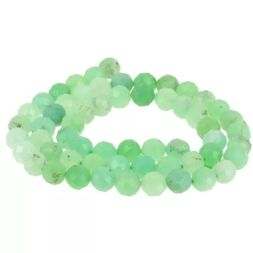 Round faceted beads 6 mm gemstone - Chrysoprase x38cm