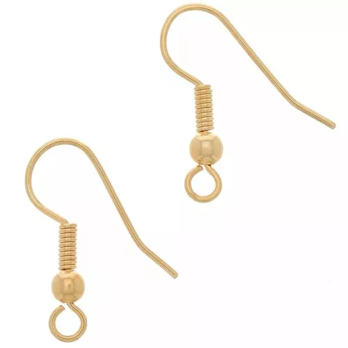 Gold-plated 19 mm ball ear hooks x100