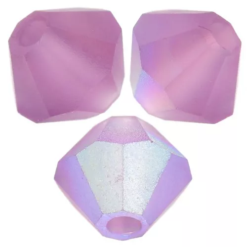 5mm Preciosa Bicone Beads - Rondelle Bead - Amethyst AB Matt x12