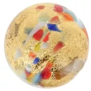 Gold foil Murano round   8mm Arlequin