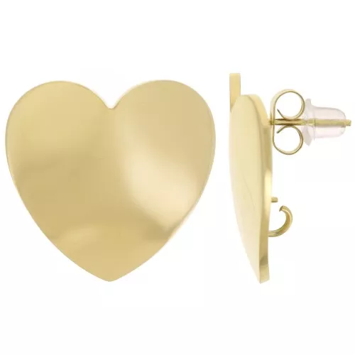 21mm Stainless steel 316L heart earStuds - Gold x2