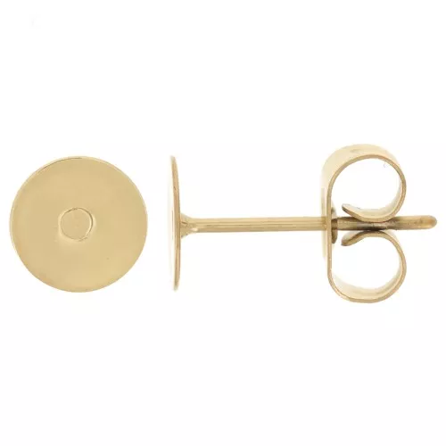 6mm Stainless steel 303L Disc earstuds - Gold x2